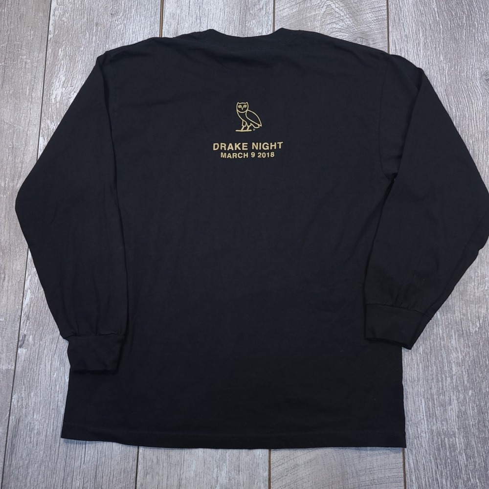 OVO Long Sleeve Shirt Mens Large Black Drake Night 2018 Toronto Sports Logos - Picture 2 of 5